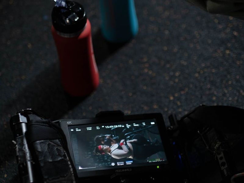Detailed view of sports equipment and water bottle